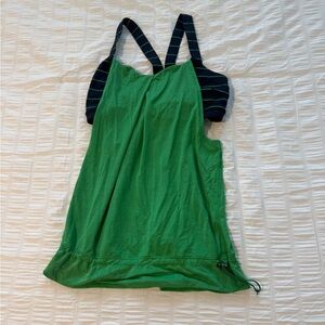Vibrant Green Tank with Striped Straps